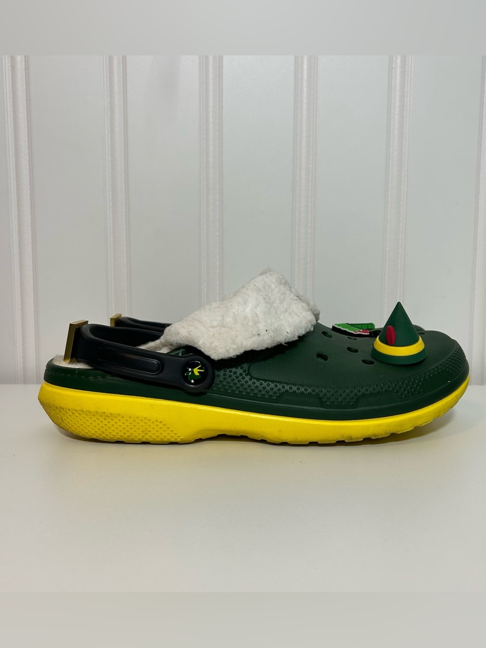 Crocs Christmas elf movie Green and Yellow Cozy Clog Slip-On